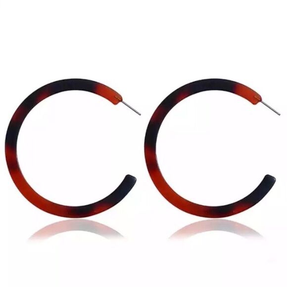 Tortoiseshell Acetate Lightweight Hoop Earrings NWT - Picture 1 of 7